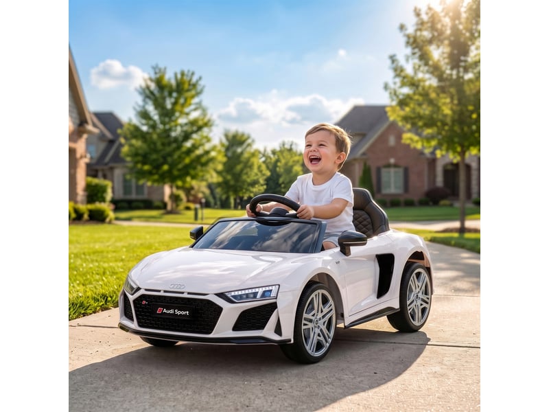 Voiture électrique pour enfants audi r8 12v avec télécommande blanche - Conforama C