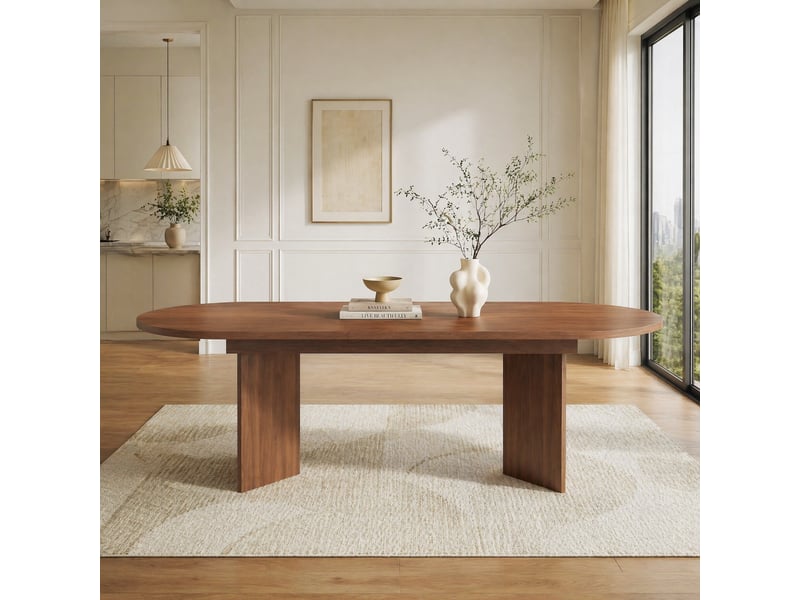  Table à manger extensible 160 à 200 x 90 cm en mdf, noyer, 6 à 8 personnes  - Conforama D