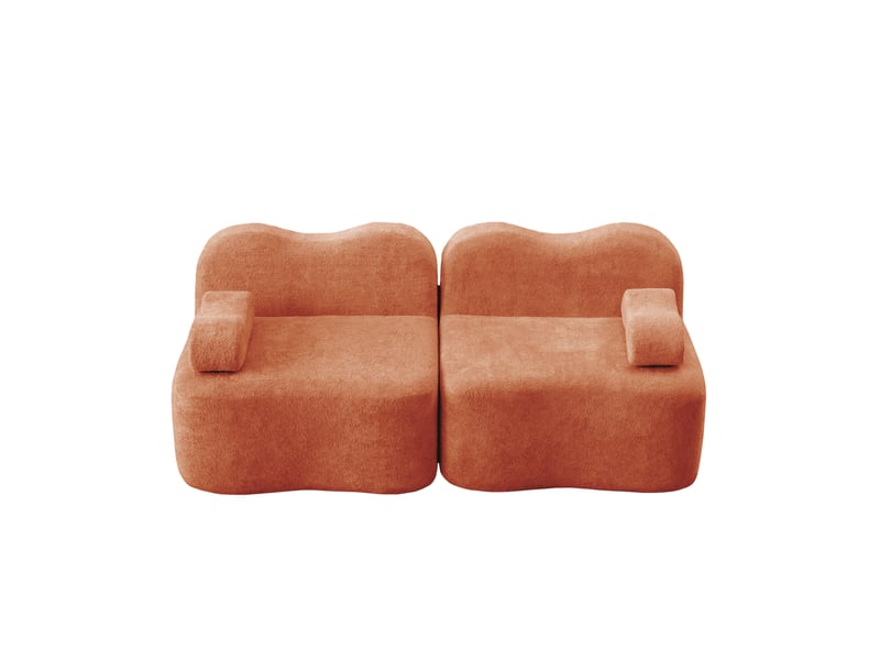  Canapé 2 places modulaire sans structure intérieure en velours orange  - Conforama A
