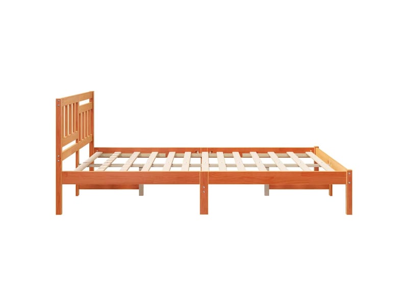 Lit double- lit adulte - cadre de lit avec tête de lit brun 140 x 200 cm pin massif - Conforama D