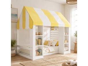 Lit baldaquin 90x200 cm <strong>WISHDOR</strong> <strong></strong> coloris blanc