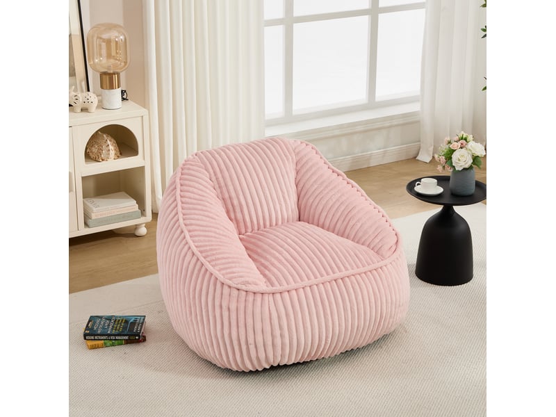  Fauteuil poire modenvie en chenille rose à mousse à mémoire de forme 98 x 92 x 73 cm  - Conforama B