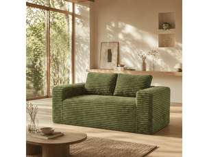 Canapé 2 places 160x88x58 cm sans assemblage velours côtelé vert