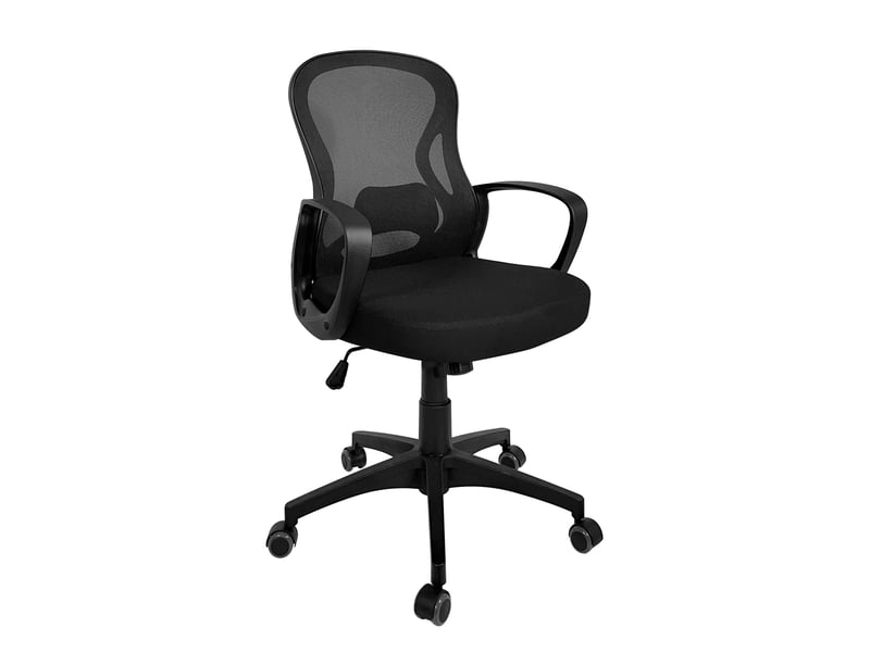  Chaise de bureau ergonomique fest avec soutien lombaire, mécanisme basculant et roulettes noire  - Conforama A
