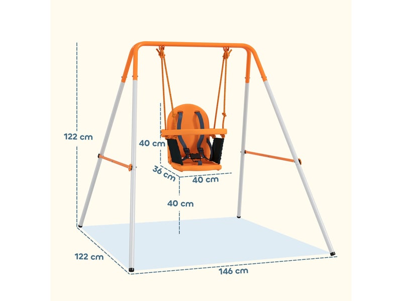 Balançoire portique pour enfants de 6 à 36 mois capacité de charge de 25 kg en acier hauteur 122 cm orange  - Conforama C