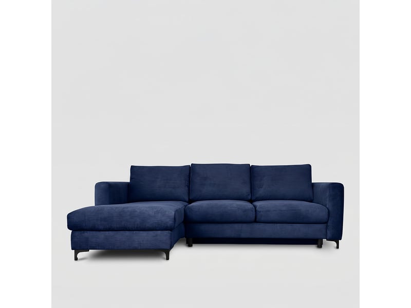  Canapé d'angle droit convertible - 4 places - velours côtelé - fiesole - bleu foncé 3CA52.CA.4AC.G.15 - Conforama C
