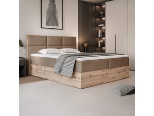 Lit coffre 120x200cm <strong>IDOHOME</strong>  <strong>LAVIO</strong> coloris marron