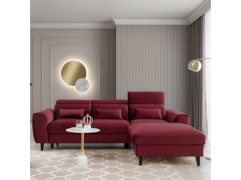  Canapé d'angle convertible rouge angle droit 4 places fable  - Conforama C