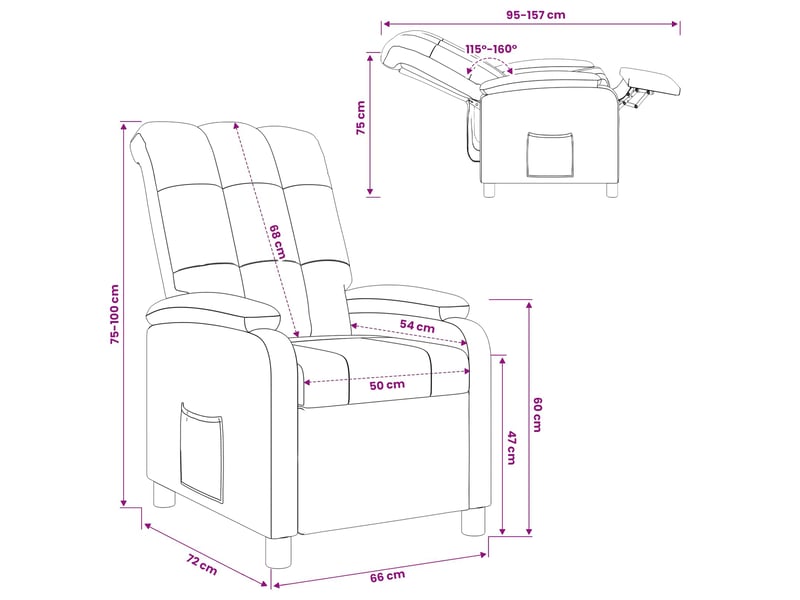  Vidaxl fauteuil inclinable bleu tissu  - Conforama C