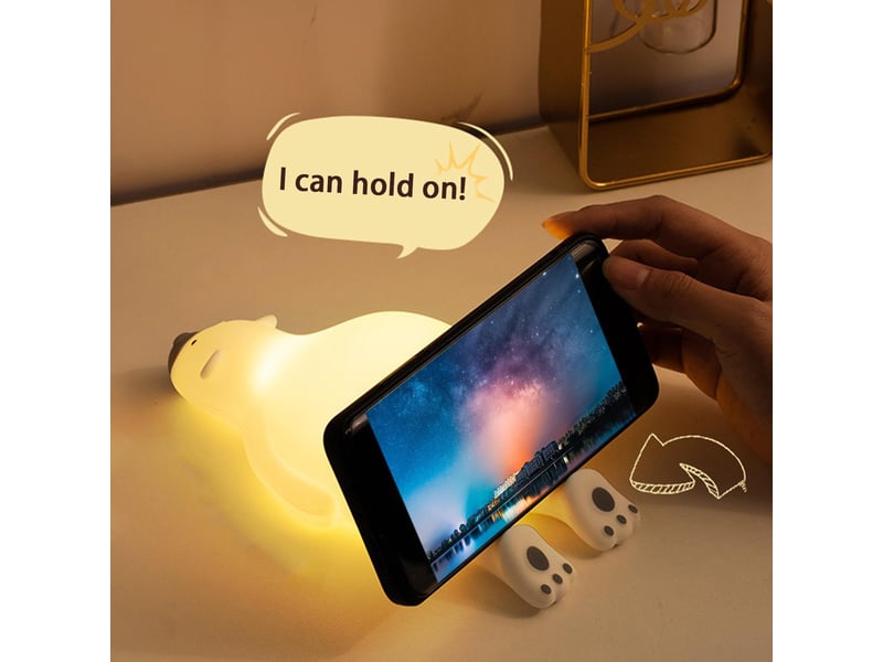  Veilleuse ours paresseux en silicone, lampe led tactile rechargeable usb, intensité réglable pour enfants  - Conforama C