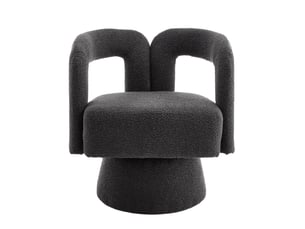 Fauteuil pivotant 360° rond gris foncé, assise large en tissu doux