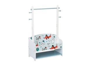 Portemanteau enfant avec étagères 120 x 40 x 160 cm idéal rangement autonome décoration animaux en bois blanc 13_0012236