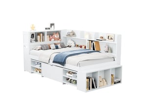 Lit avec rangement 90x190 cm    coloris blanc