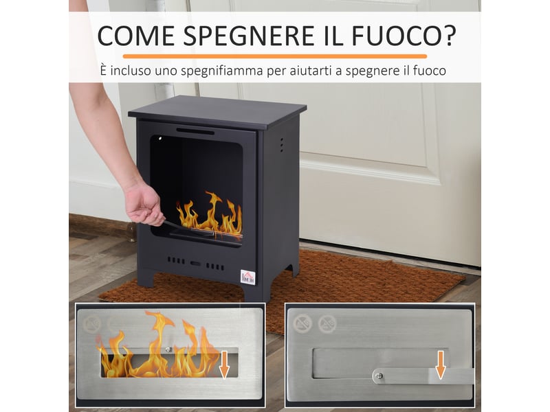  Cheminée au bioéthanol noire, flamme réelle, capacité 0,9 l  - Conforama W