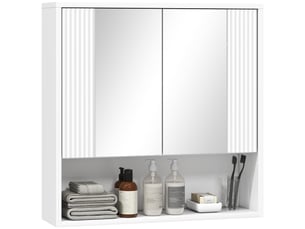 Armoire de salle de bain murale blanche, double miroir et étagère réglable, 60 x 16 x 60 cm