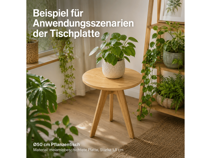 Plateau de table rond 2 pièces ø70 cm et ø50 cm bois clair mdf finition mélaminé avec inserts filetés m6 sans pied evarich - Conforama E