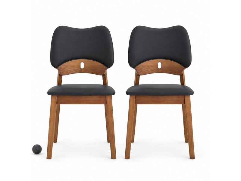  Lot de 2 chaises de salle à manger,51x43x87,5 cm,bois d'hévéa,noir  - Conforama A