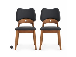 Lot de 2 chaises de salle à manger,51x43x87,5 cm,bois d'hévéa,noir