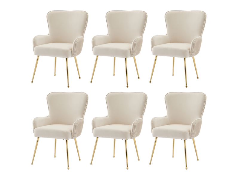  Chaises salle à manger en velours, structure métal doré, chaises rembourrées confortables, support lombaire ergonomique  - Conforama A