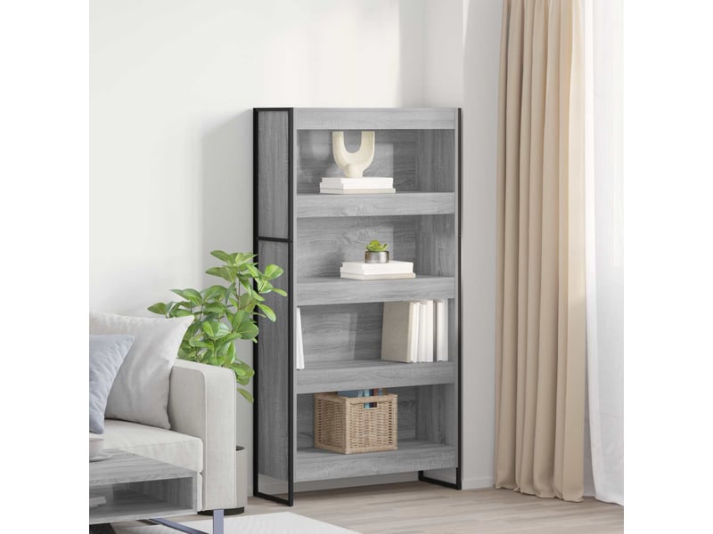  Bibliothèque, armoire à livres 80 x 30 x 155 cm bois d'ingénierie gris sonoma  - Conforama B