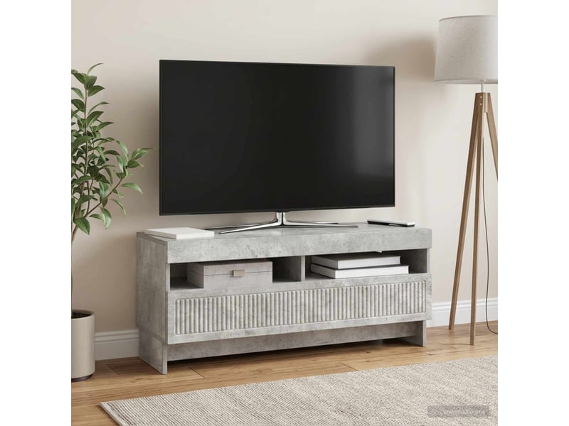 Meuble tv - banc tv - meuble de rangement led gris béton bois d'ingénierie - Conforama D