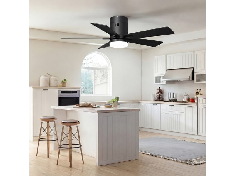 Ventilateur de plafond avec lumière led, 6 vitesses de ventilation, éclairage tricolore,noir  - Conforama D