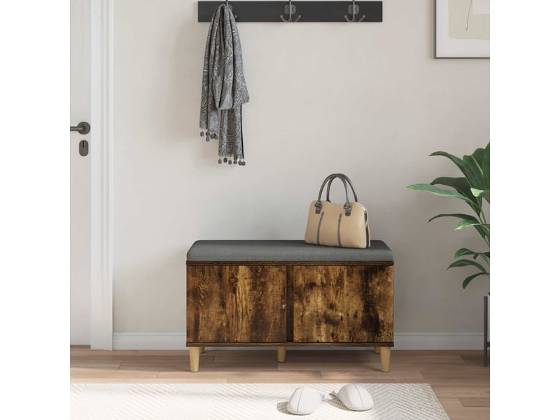  Banc d'entrée, banc interieur avec coussin chêne fumé 80x38x46 cm shl11835  - Conforama D