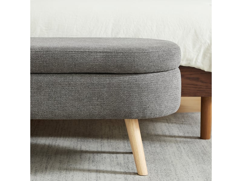  Banc avec rangement de 110 cm en tissu chenille moderne idéal pour changer de chaussures adapté à la chambre au couloir ou au salon  - Conforama E