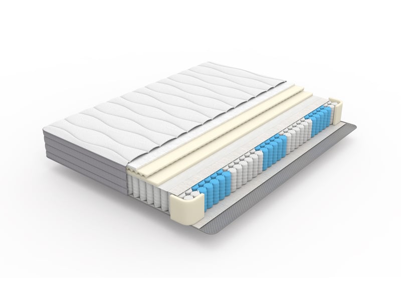  Matelas à ressorts 90 x 200 cm, blanc en tissu et métal, fermeté h3, soutien ergonomique et livré roulé  - Conforama D