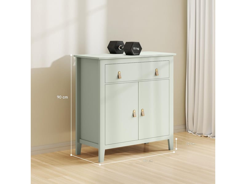  Buffet 2 portes et 1 tiroir étagère réglable vert clair 80 x 40 x 90 cm  - Conforama C