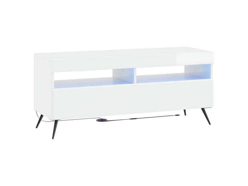 Meuble tv - banc tv - meuble de rangement led blanc brillant bois d'ingénierie - Conforama A