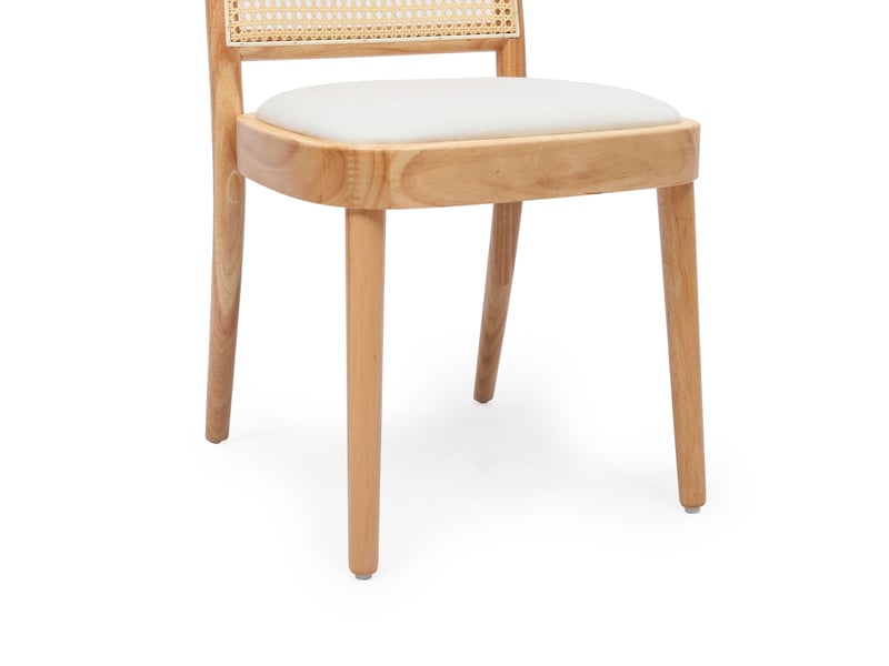  Lot de 6 chaises de salle à manger 52x45x84 cm avec dossier en rotin, pour salle à manger, bois, beige clair et lin  - Conforama E