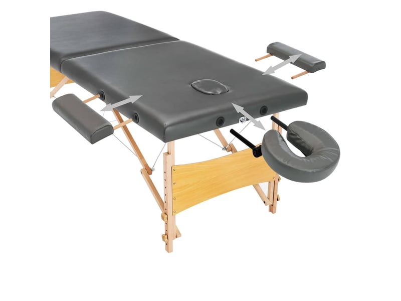  Table de massage avec 2 zones cadre en bois 186 x 68 cm gris anthracite02_0001800  - Conforama D