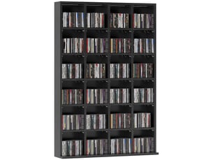 Meuble à cd avec étagères réglables pour 456 cd ou 336 dvd, 24 compartiments, 89 x 20 x 130,5 cm, noir