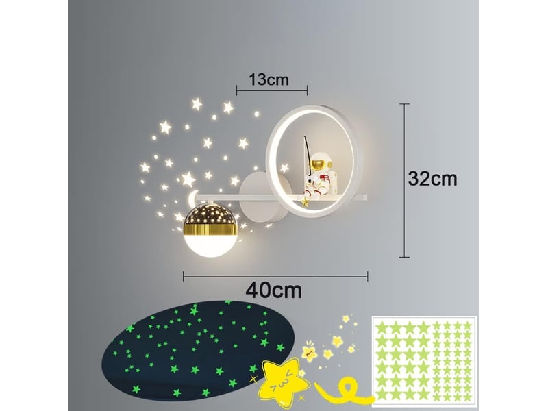  Applique murale d'intérieur led avec interrupteur tactile à intensité variable - lampe de chevet ciel étoilé astronaute  - Conforama B
