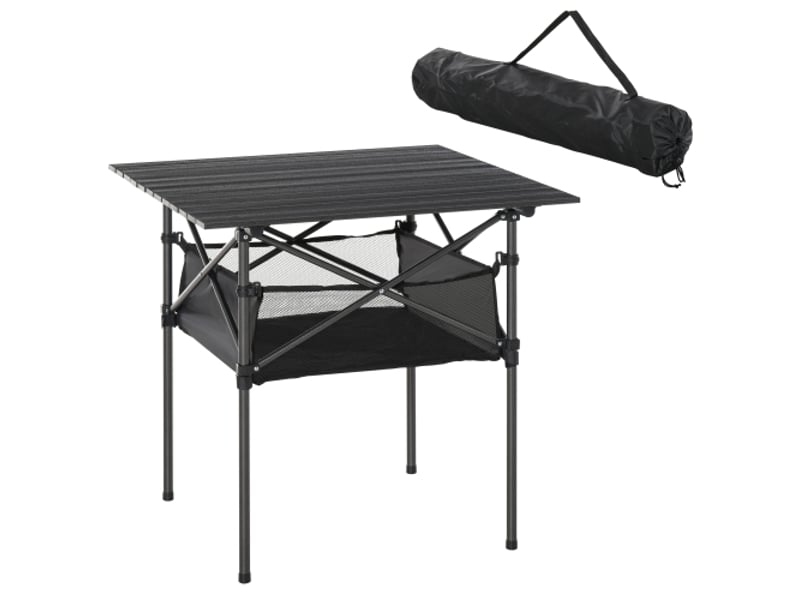  Table de camping pliante en aluminium noir, légère, portable, avec filet, 70x70x69 cm  - Conforama A