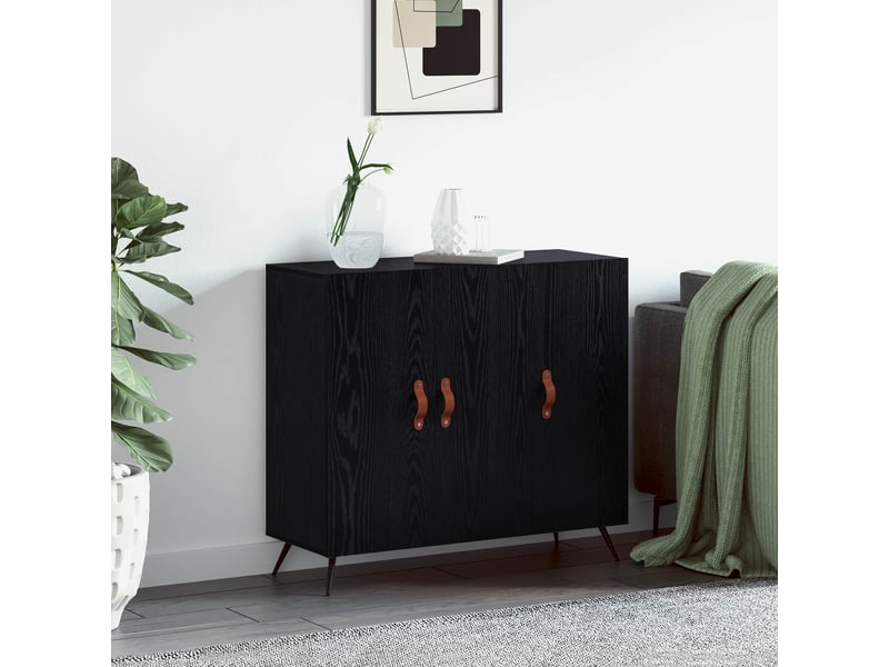  Buffet - bahut - meuble de rangement chêne noir 89,5 x 34 x 80 cm bois d'ingénierie  - Conforama B