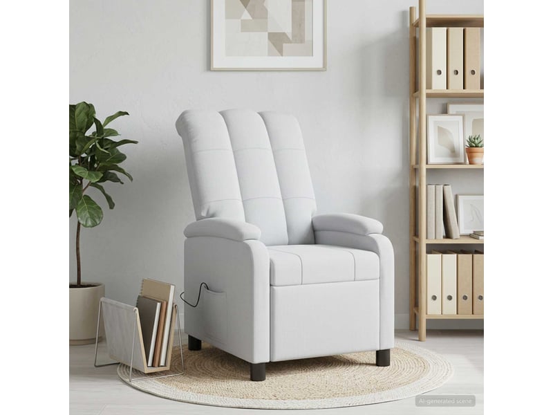  Vidaxl fauteuil de massage inclinable blanc tissu  - Conforama B
