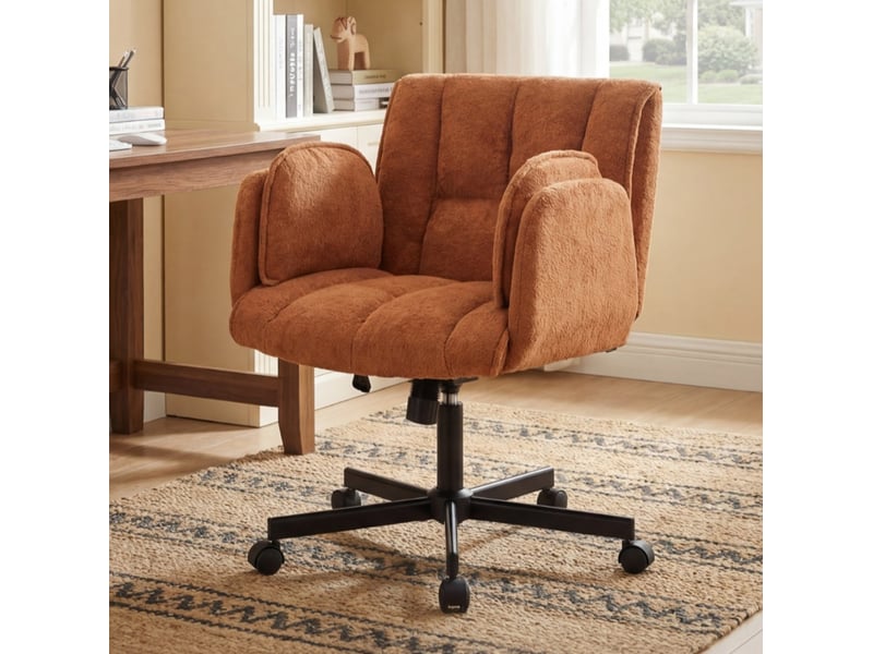 Chaise de bureau pivotante 60x68 cm – orange – accoudoirs relevables, hauteur réglable et roulettes - Conforama B