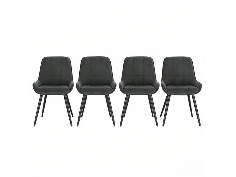  Lot de 4 chaises de salle à manger, assise rembourrée, velours et métal gris foncé  - Conforama A