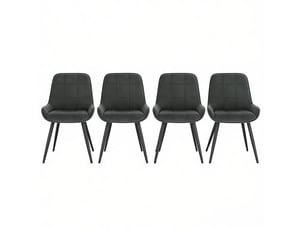 Lot de 4 chaises de salle à manger, assise rembourrée, velours et métal gris foncé
