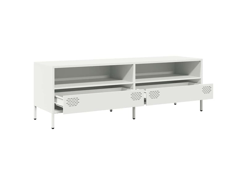  Meuble tv - banc tv - meuble de rangement blanc 135x39x43,5 cm acier laminé à froid  - Conforama E