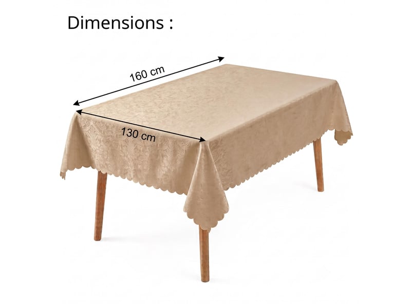 Nappe de table - 130x160 cm - nappe imperméable effet lotus et anti-taches - beige  - Conforama E