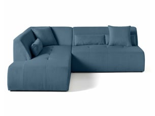 Canapé d'angle gauche fixe <strong>LISA DESIGN</strong> <strong>ONYX</strong> 5 places Velours côtelé bleu