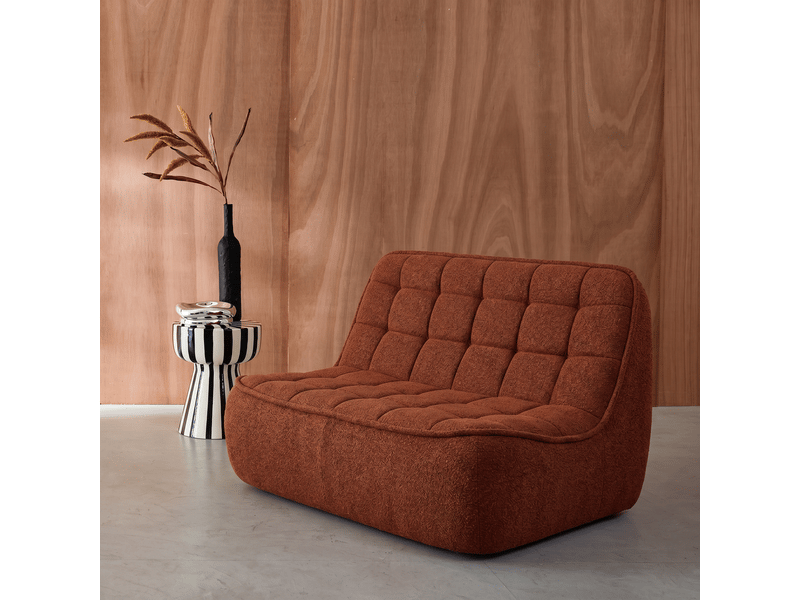 Chauffeuse bouclette texturée 2 places terracotta - boni  - Conforama C