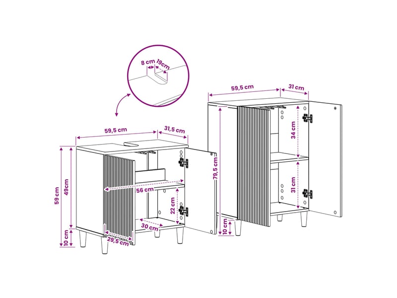  Ensemble de 2 meubles de salle de bain arnhem gris béton cf63072  - Conforama E