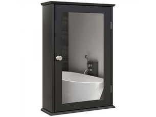 Armoire de salle de bain avec miroir et fermeture magnétique,meuble mural en bois gain de place,41x14x60cm,noir