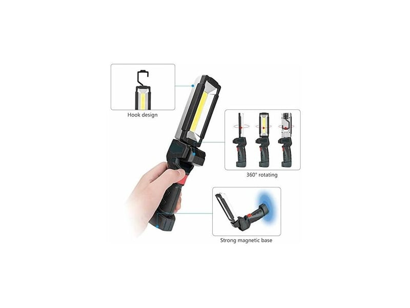 Lampe de travail cob de poche led, lampe portative d'inspection rechargeable par usb avec base magnétique - Conforama B