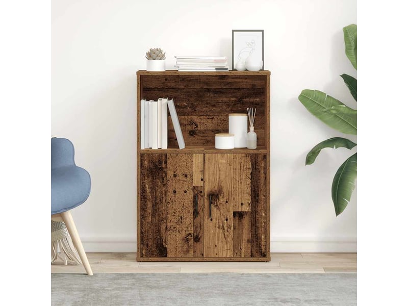  Bibliothèque, meuble de rangement salon vieux bois 60x24x85 cm bois d'ingénierie  - Conforama C