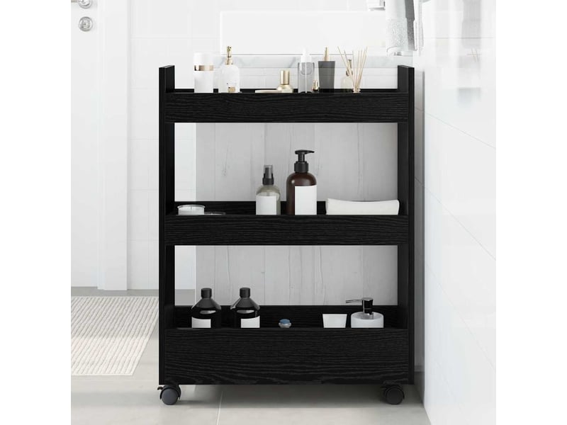  Chariot de rangement étroit pour bureau chêne noir 60x22x80 cm  - Conforama B